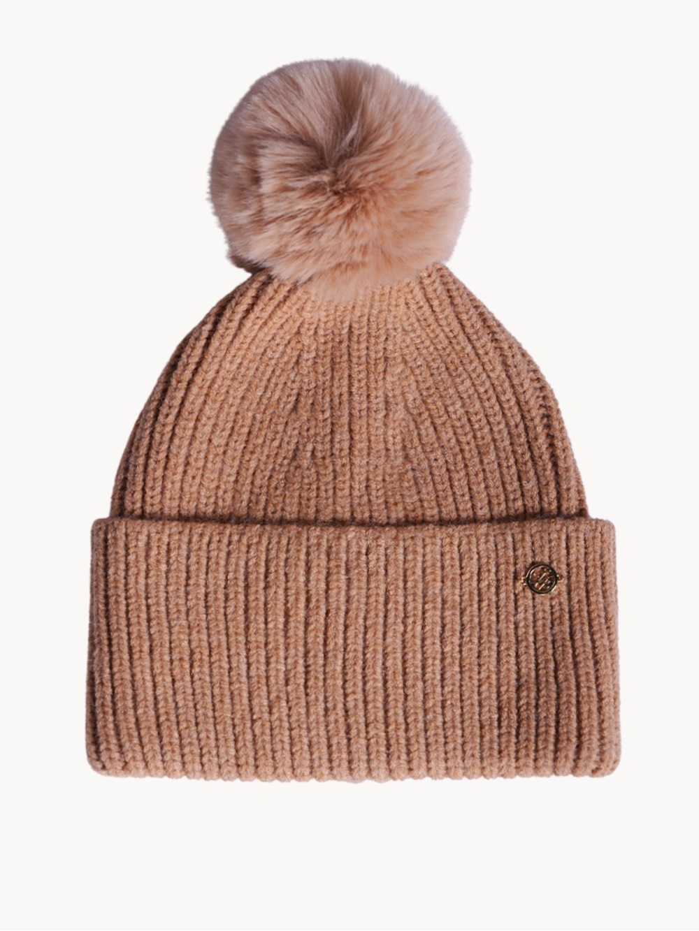 TED BAKER LONDON WOMEN'S CAMEL POM BEANIE